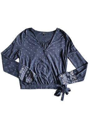 Lucky Brand Wrap-Front Long-Sleeve Top-Size Small